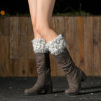 Leopard Print Feather Yarn Boot Cuffs