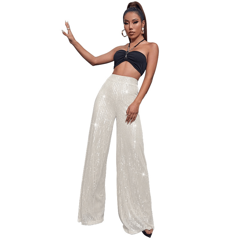 black sequin stretch pants