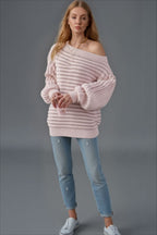 Textured One Shoulder Knit Sweater