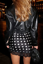 Chic Polka Dot Lace Trim Cami Bodycon Mini Dress