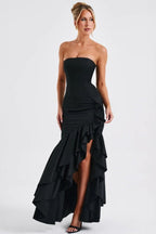 Off Shoulder Strapless Asymmetric Prom Dress