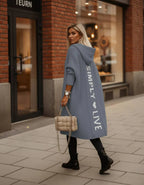 Fashion Geometric Print Long Sleeve Hooded Casual Loose Trench Stylish Coat