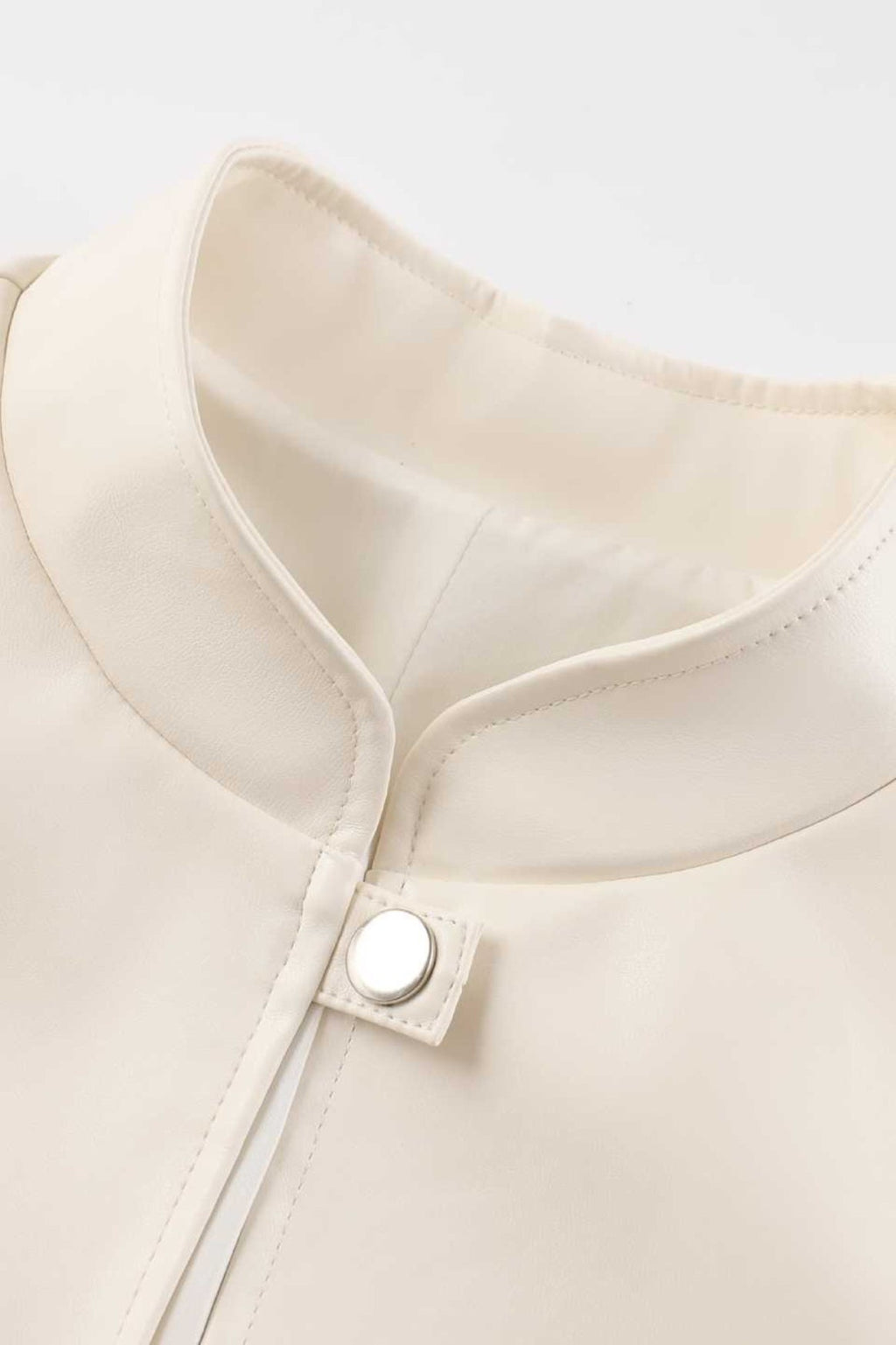 Stand Collar Fitted Leather Jacket