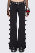 Y2K Buckle Detail Fitted Flare Jean