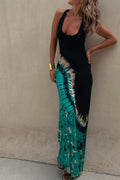 Starry Sky Tie-dye-print Stretch-back Maxi Dressï¼_ith built-in braï¼