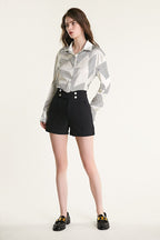 Ivory Satin Striped Oversized Shirt