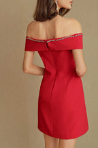 Off Shoulder Butterfly Embellished Bodycon Dress