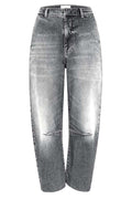 Casual Meetup Washed Denim Mid Rise Pocketed Barrel Jeans