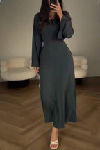 Teodora Minimalist Knitted Dress with Tie Belt Elevated Occasion Wear
