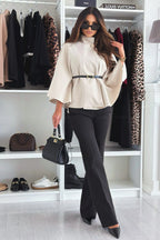 Tailored Wool Blend Belted Cape Coat