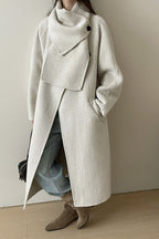 Wool Reversible Midi Scarf Style Overcoat