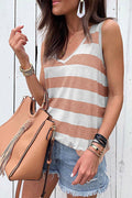 V Neck Striped Tank Top