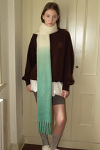 40% Wool Blend Contrast Color Tie-Dye Gradient Scarf