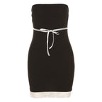 Black Tie Bow Bandeau Mini Dress