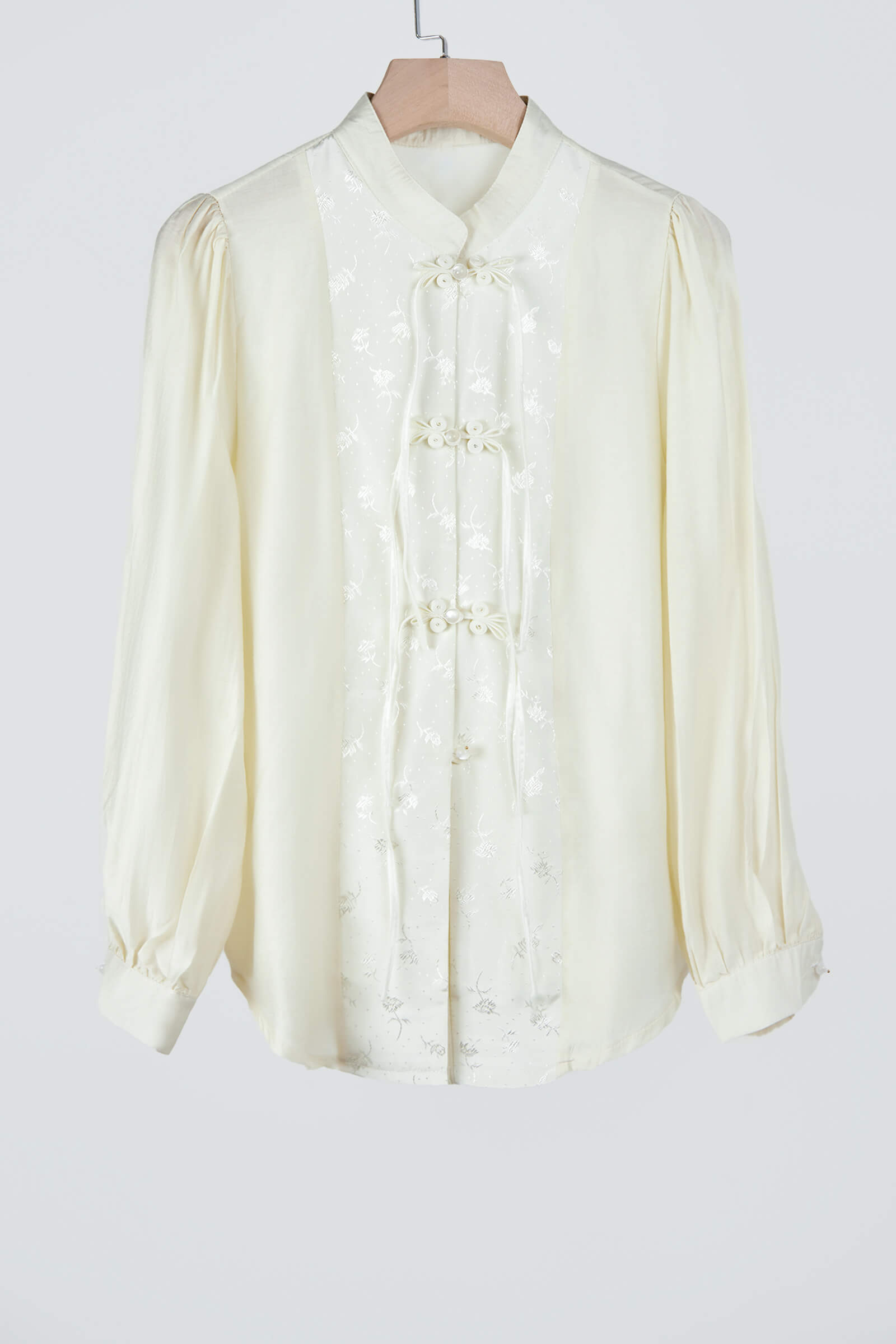 Beige Splice Buckle Shirt