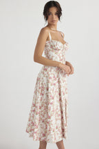 Strap Slit Floral Maxi Floral Dress