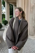 Double Breasted Wool Short Notch Lapel Coat