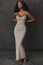 Sheer Lined Lace Trim Party Dress