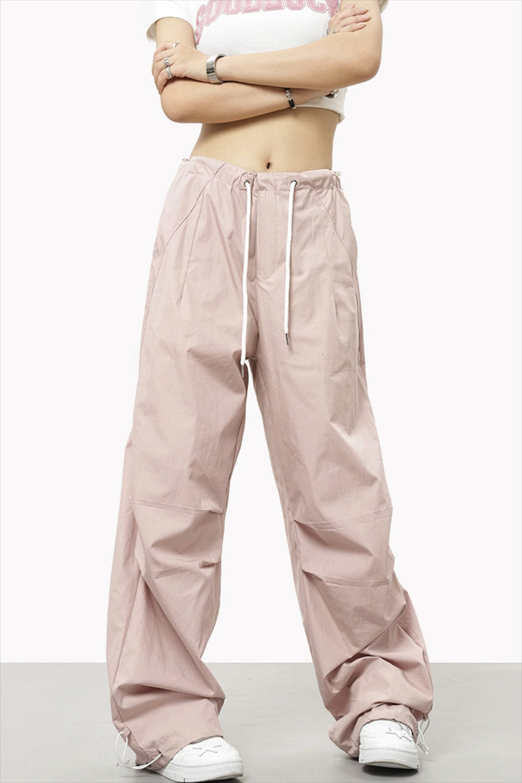 Athletic Casual Solid Drawstring Elastic Waist Pants