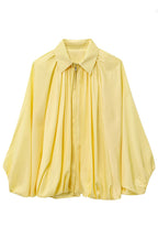 Fashion Lapel Loose Puff Long Sleeve Casual Zipper Jacket