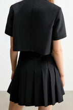 Charlize Black Pleated Skirt