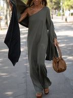 Abigail Elevated Elegantly Flowing One Shoulder Dress Everyday Luxe Edit