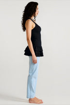 Black tiered hem cami top