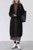 Slouchy Knit Oversized Thick Knee-Length Overcoat