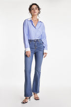 Cornflower Blue Contrast Striped Longline Shirt