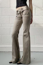 Vintage Low-Rise Cargo Micro-Flare Slim Jeans
