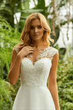 Elegant Lace Fit Flare Wedding Dress