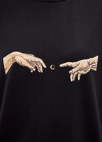 Divine Touch Graphic Tee - Black Oversized Cotton T-Shirt