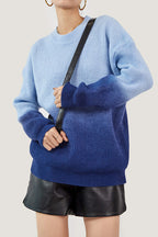 Blue Two-Tone Knit Sweater
