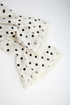 Beige Polka Dot Tie-Neck Blouse