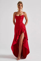 Backless LaceUp Satin Silk Dress