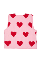 Red Heart Print Lace-up Vest