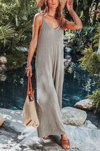 Ribbed Knit Pocketed Relaxed Jumpsuit