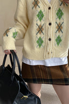 Plaid Color Block High Waist Skirt