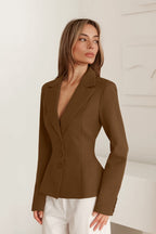 Office Elegance Pleated Waist Blazer