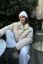 Short Faux Sherpa Fleece Coat