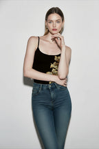 Glitter floral going out cami top