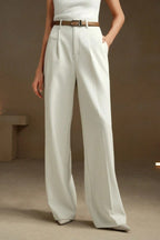 High Waist Fluid Long Straight Pants