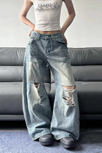 High Waist Ripped WideLeg Jeans