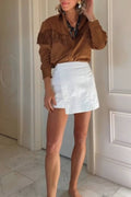 Irregular white A-line skirt