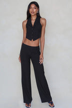 Striped Two Piece V Neck Relaxed Vest Pants Set