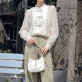 Beige Splice Buckle Shirt