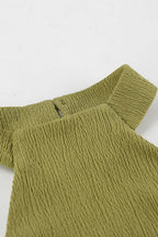Green Halter Neck Top Pleated Wide Leg Pants Set