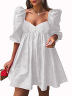 Frida Exclusive Dress with Puff Sleeves Evening Wear Edit