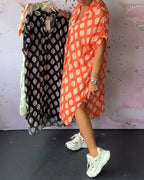 Fabiola Minimalist Loose Spring Dress with Lapel Collar and Short Sleeves Elevated Occasion Wear