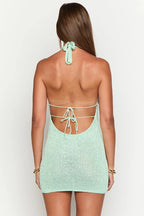 Sexy Halter Cowl Neck Knit Bodycon Mini Dress